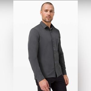 Lululemon Commission Long Sleeve Button Down Grey Qwick Oxford Medium